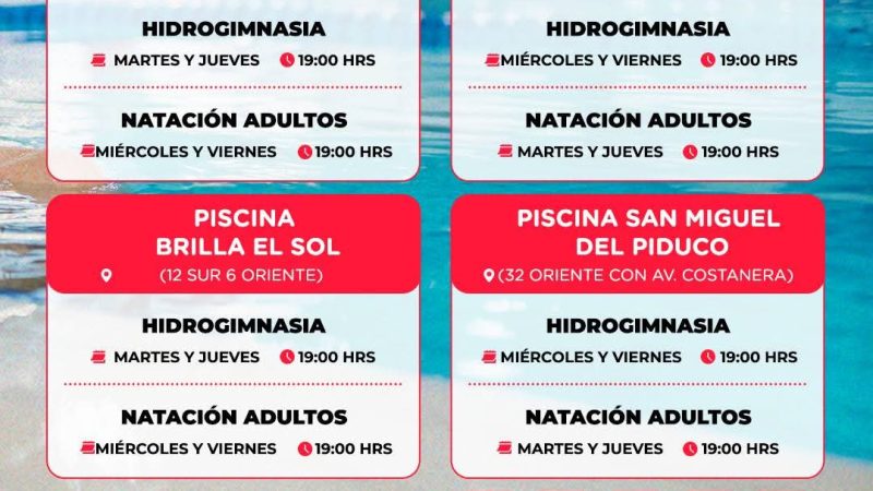 Al agua todos los talquinos . Invita la Corporación Municipal de Deportes Talca.