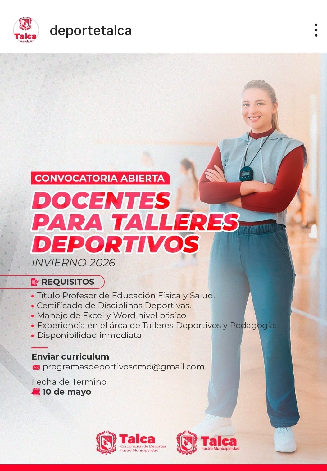 Docentes para Talleres Deportivos.